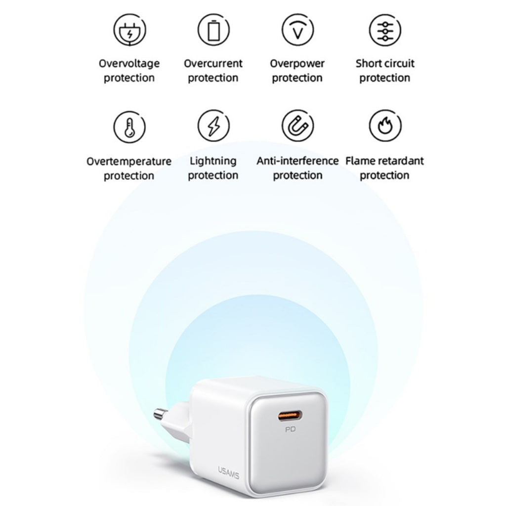 Cargador de Pared USAMS 30W PD - Carga Rápida Inteligente