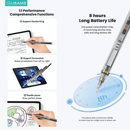 Lápiz Capacitivo iPad Sensible a la Inclinación Carga Magnética Transparente USAMS ZB264