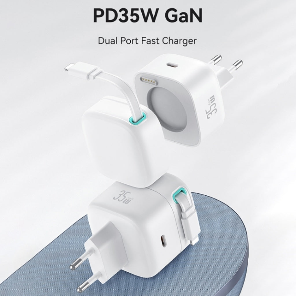 Cargador de Pared USAMS CC209 Retráctil - Carga Rápida 35W