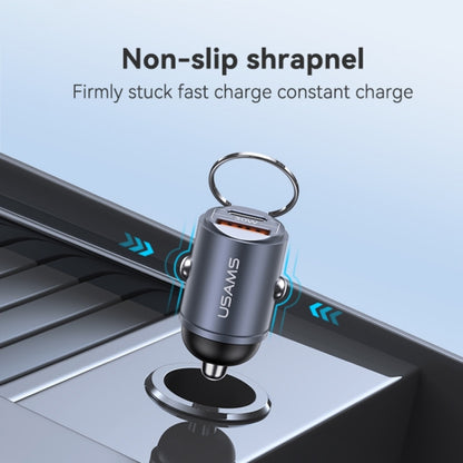 Cargador Auto C38 30W USB A + USB C C/Anillo Negro USAMS CC206