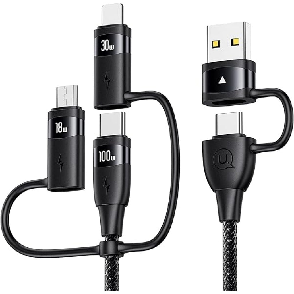 Cable de Datos USAMS U85 SJ645 USB A + USB C a Micro USB / Lightning / Tipo C 100 W 1.2M Negro
