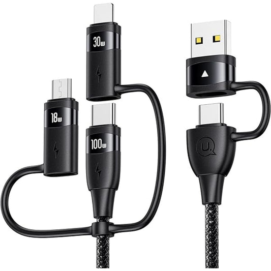 Cable de Datos USAMS U85 SJ645 USB A + USB C a Micro USB / Lightning / Tipo C 100 W 1.2M Negro