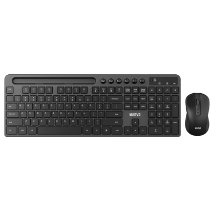 Combo Inalámbrico Marvo Mouse y Teclado C/Soporte para Teléfono KC411W Negro