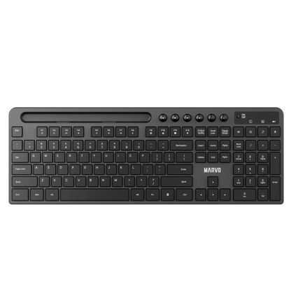 Combo Inalámbrico Marvo Mouse y Teclado C/Soporte para Teléfono KC411W Negro