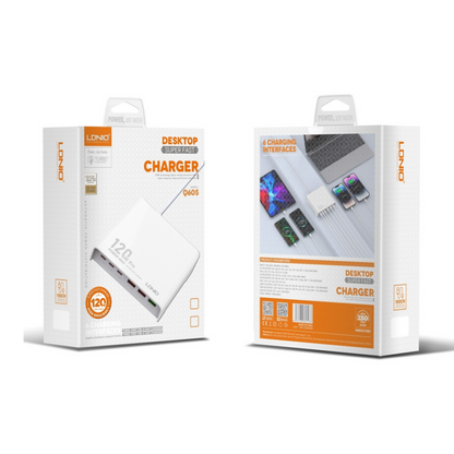 Estación de Carga de Escritorio 120W 3 USB A + 3 USB C LDNIO Q605