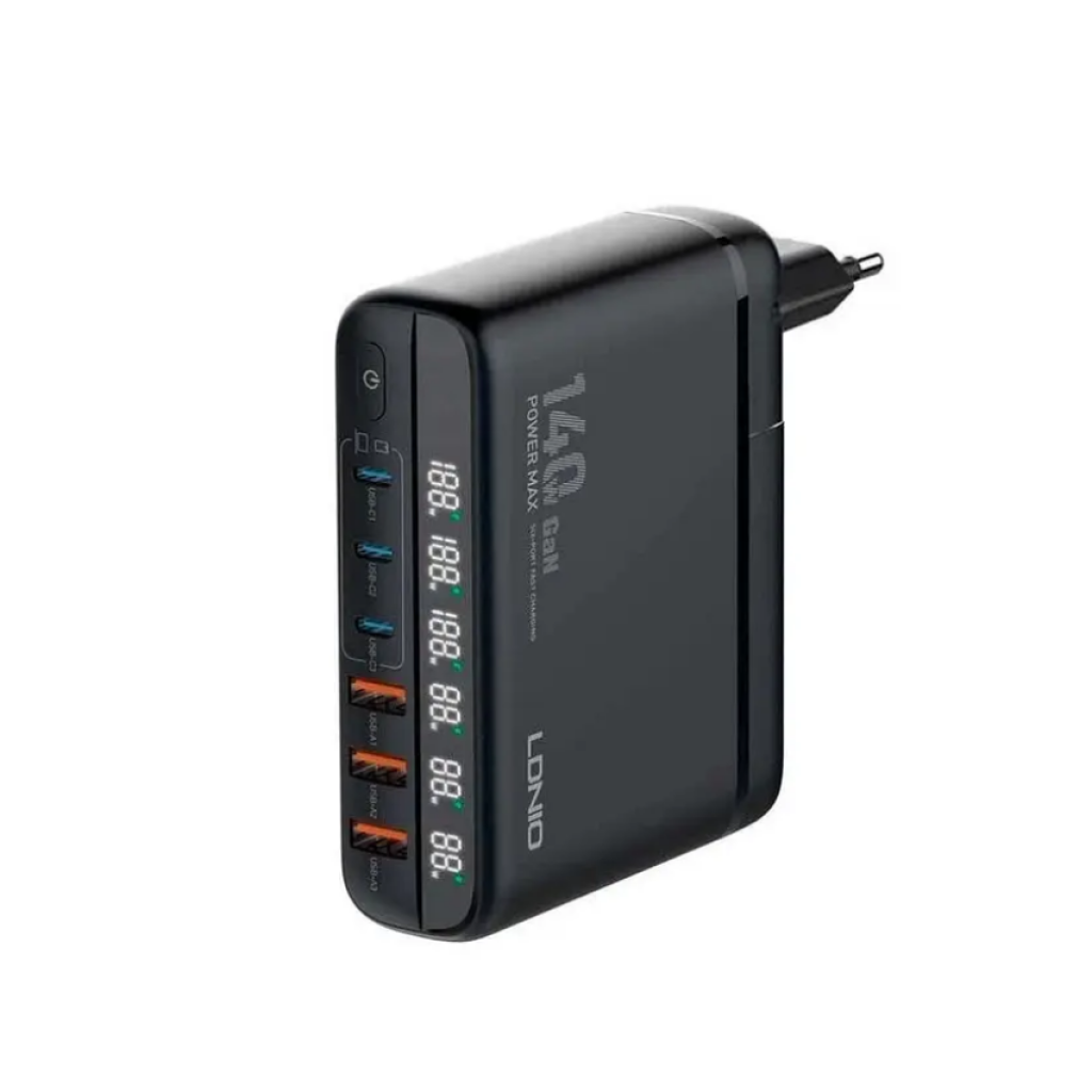 Cargador de Pared 140W GaN 3 USB A + 3 USB C LDNIO A6140C