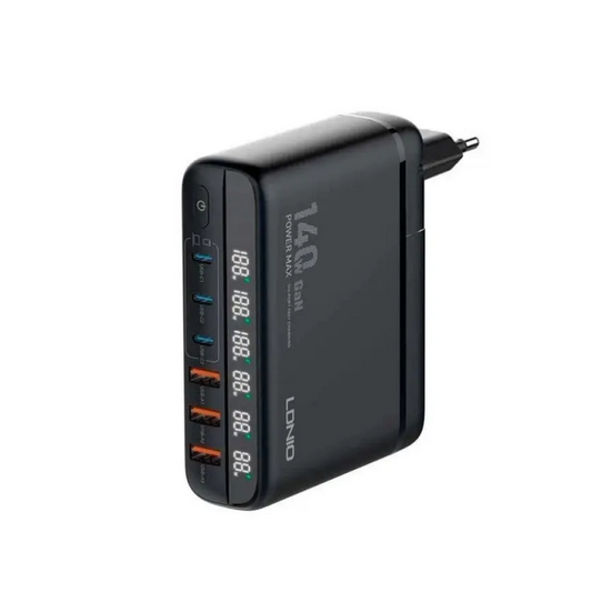 Cargador de Pared 140W GaN 3 USB A + 3 USB C LDNIO A6140C