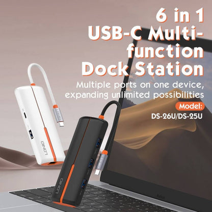 Expansión HUB 6 en 1 Tipo C USB C + USB 2.0 + 3 USB 3.0 + RJ45 Ethernet LDNIO