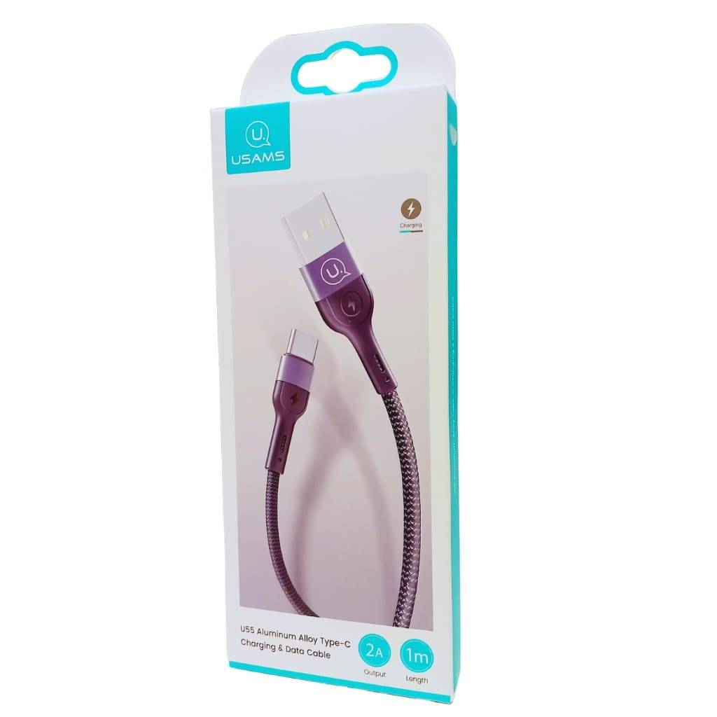 Cable de Datos USAMS SJ449 USB A a Tipo C U55 1M Negro Forrado
