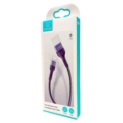 Cable de Datos USAMS SJ448 USB A a Lightning U55 1M Negro Forrado