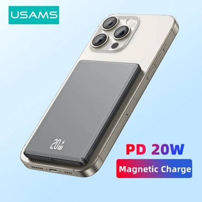 Power Bank Magnético USAMS CD220 PB73 5000mAh - Carga Rápida PD20W