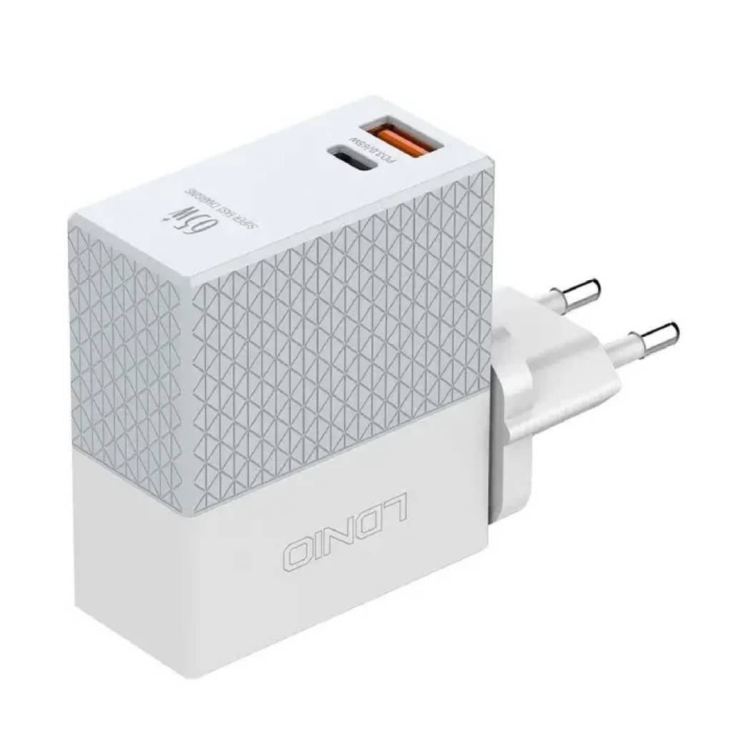 Cargador de Pared LDNIO A2620C - Doble Puerto Carga Rápida 65W
