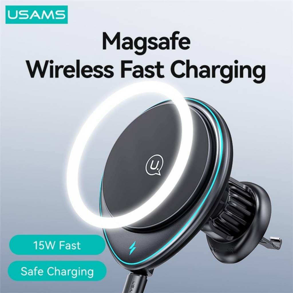 Cargador para Auto USAMS Magnético - Carga Rápida Inalámbrica 15W