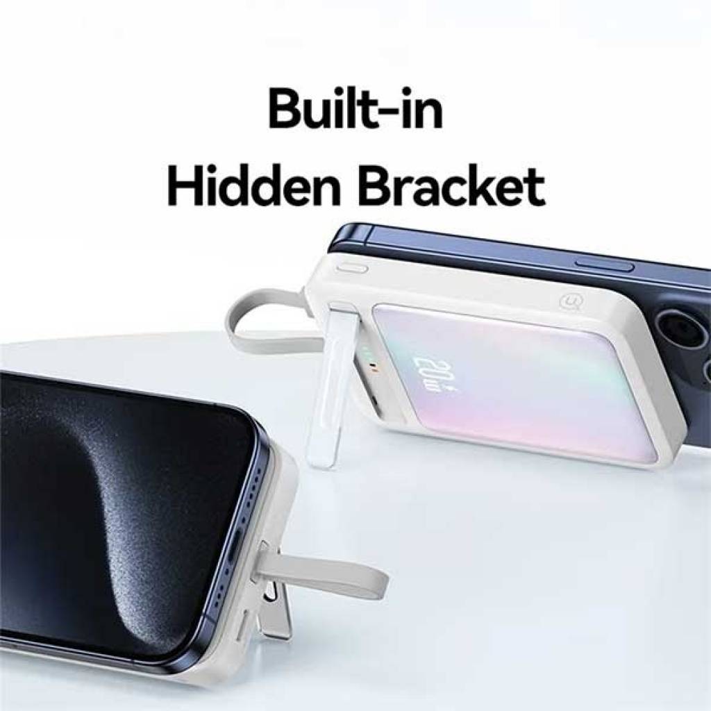 Power Bank Magnético con Soporte y Cable Tipo C 10.000mAh Negro USAMS CD219