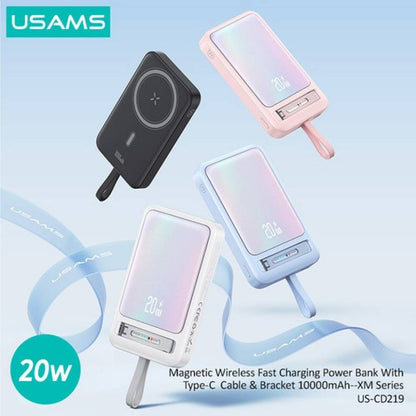 Power Bank Magnético con Soporte y Cable Tipo C 10.000mAh Negro USAMS CD219