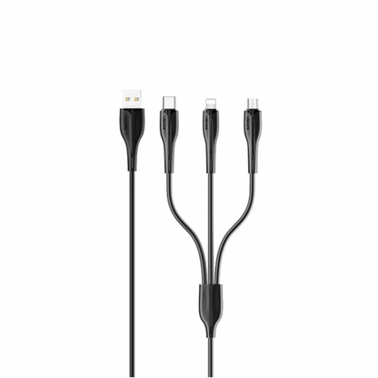Cable de Carga USAMS SJ374 U38 3 en 1 66W USB micro / Tipo C / Lightning 1M Negro