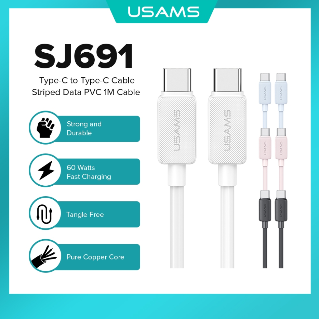 Cable de Datos USAMS SJ691 USB C a Tipo C 1M Negro