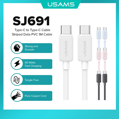 Cable de Datos USAMS SJ691 USB C a Tipo C 1M Negro