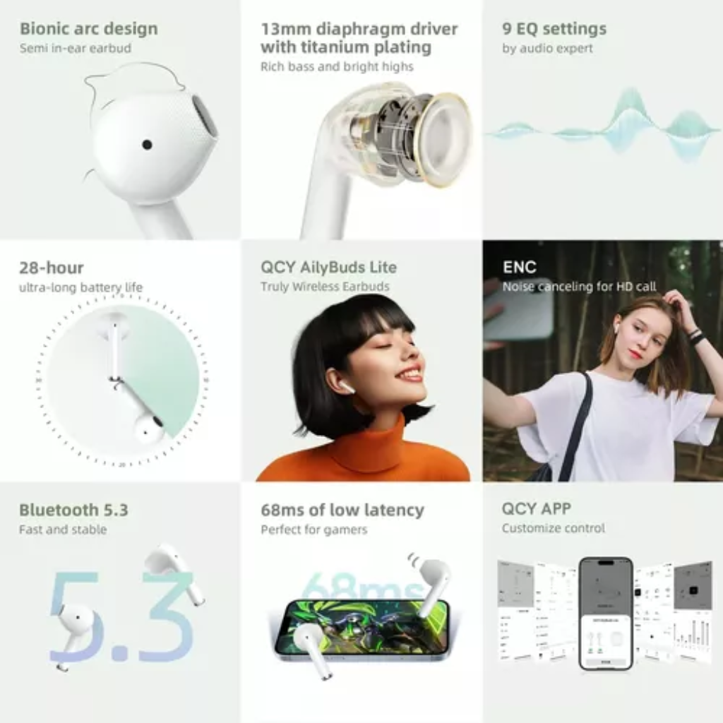 Auriculares Inalámbricos QCY AilyBuds Lite - Llamadas HD Claras