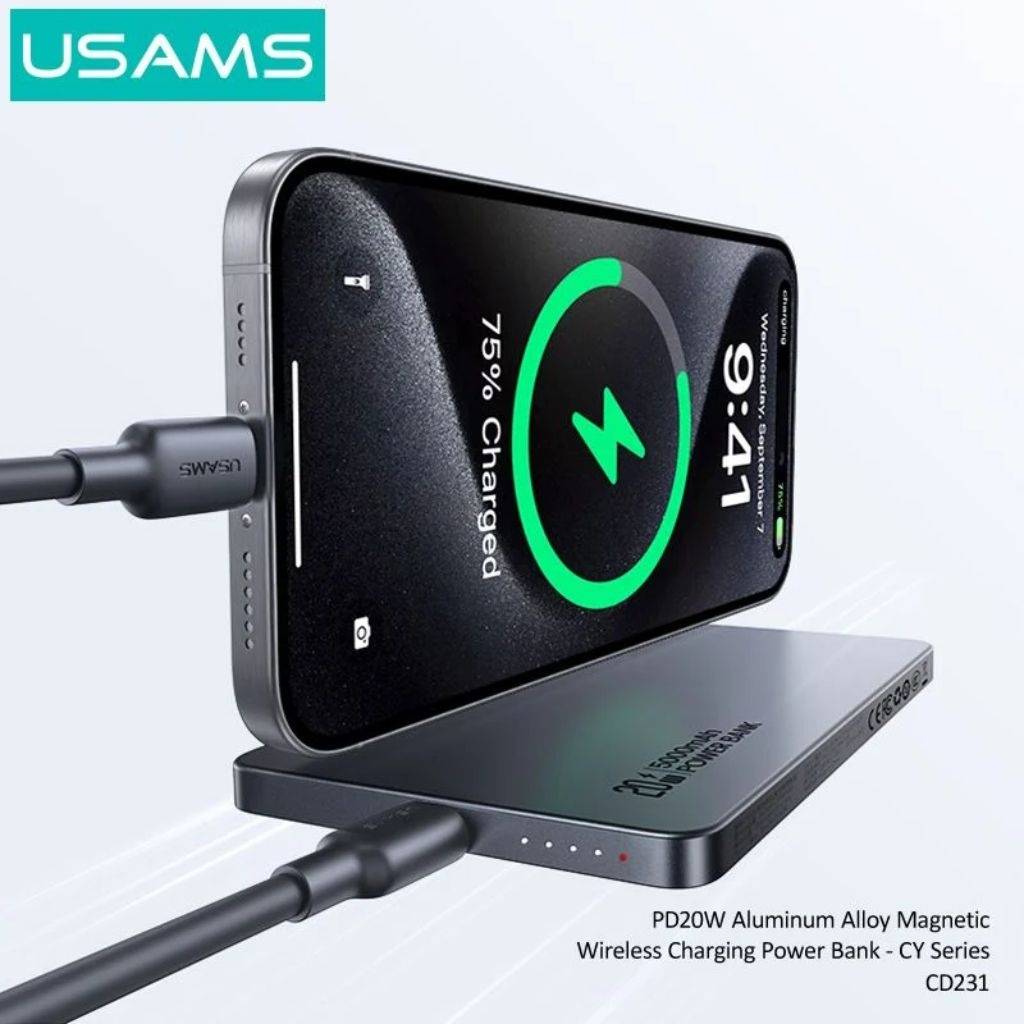Power Bank USAMS Magnético - Carga Rápida Inalámbrica 15W