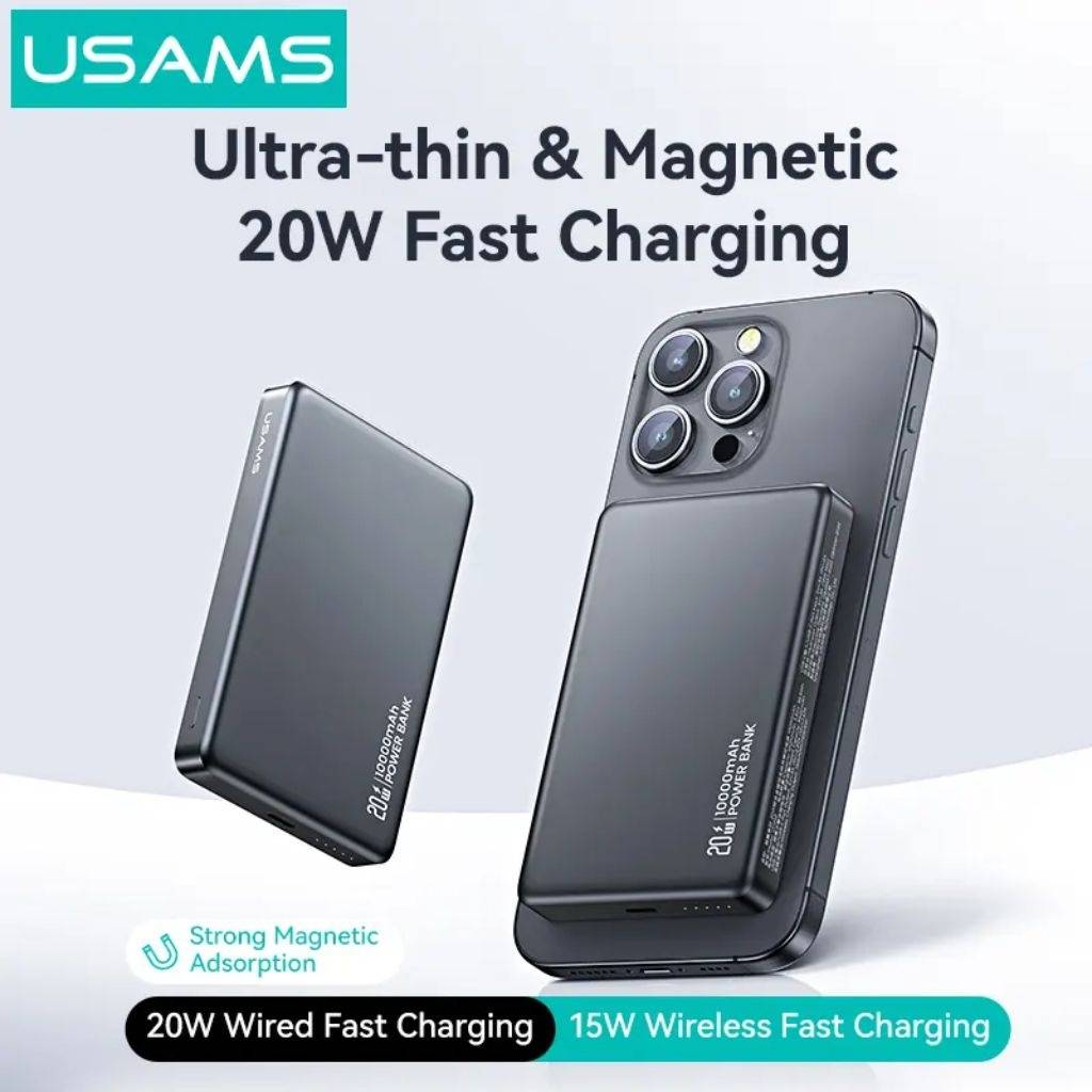 Power Bank USAMS Magnético - Carga Rápida Inalámbrica 20W