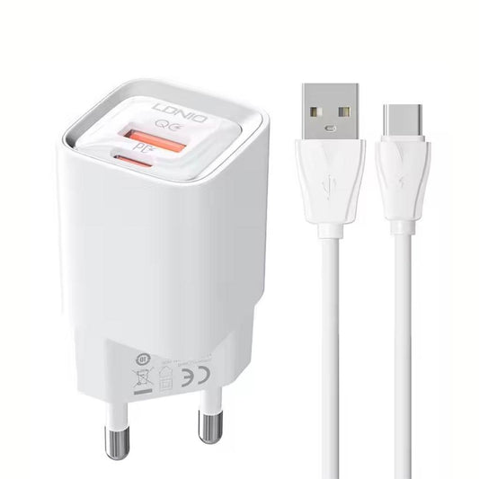 Cargador Pared Tipo C 30W PD/QC3.0 con Carga Rápida LDNIO A2317C