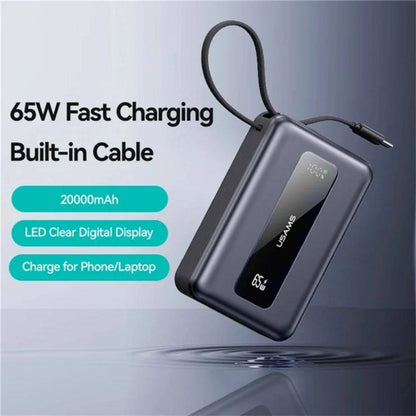 Power Bank c/Pantalla LCD 20.000mAh 65W Cable Tipo C Gris CD243 USAMS