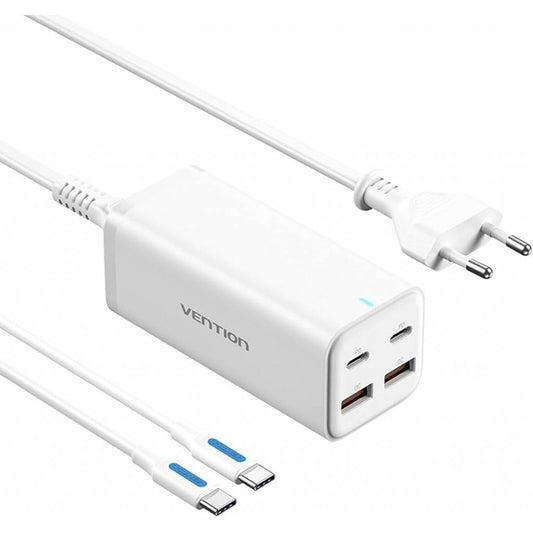 Cargador de Escritorio 2 USB-A+ 2 USB-C GaN 18W/18W/100W/100W / Cable 1.5M / Blanco FBSWG-EU Vention