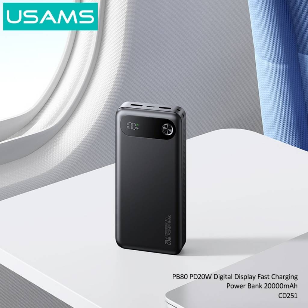 Power Bank USAMS PB80 - Carga Rápida 20W