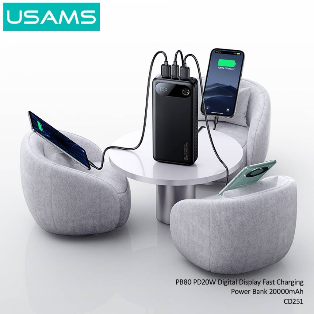 Power Bank USAMS PB80 - Carga Rápida 20W