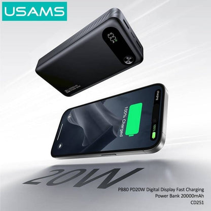 Power Bank 20.000mAh PD20W Display Digital CD251 - PB80 USAMS