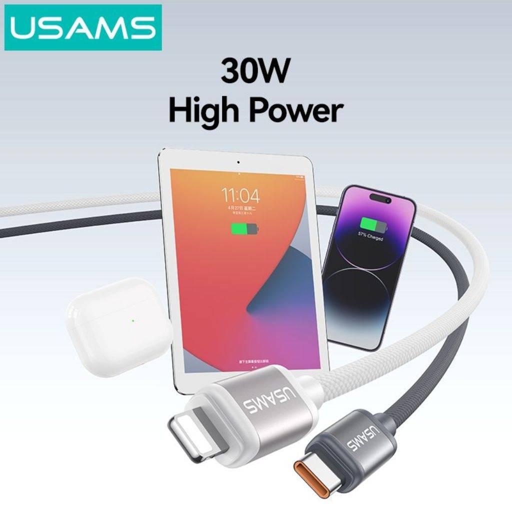Cable USB C a Lightning USAMS Bicolor - Carga Rápida 30W