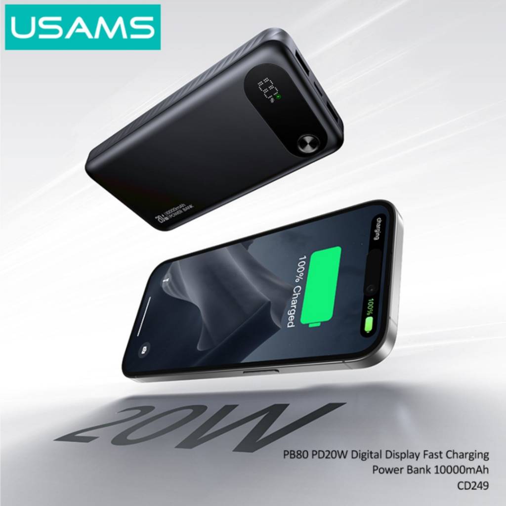 Power Bank USAMS 10.000mAh - Carga Rápida PD20W