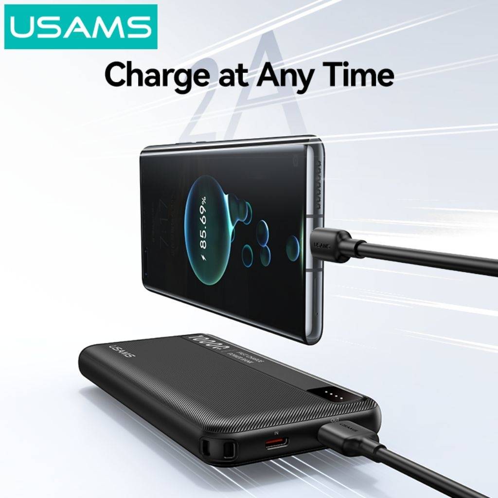 Power Bank USAMS 10.000mAh - Carga Rápida con Doble Puerto