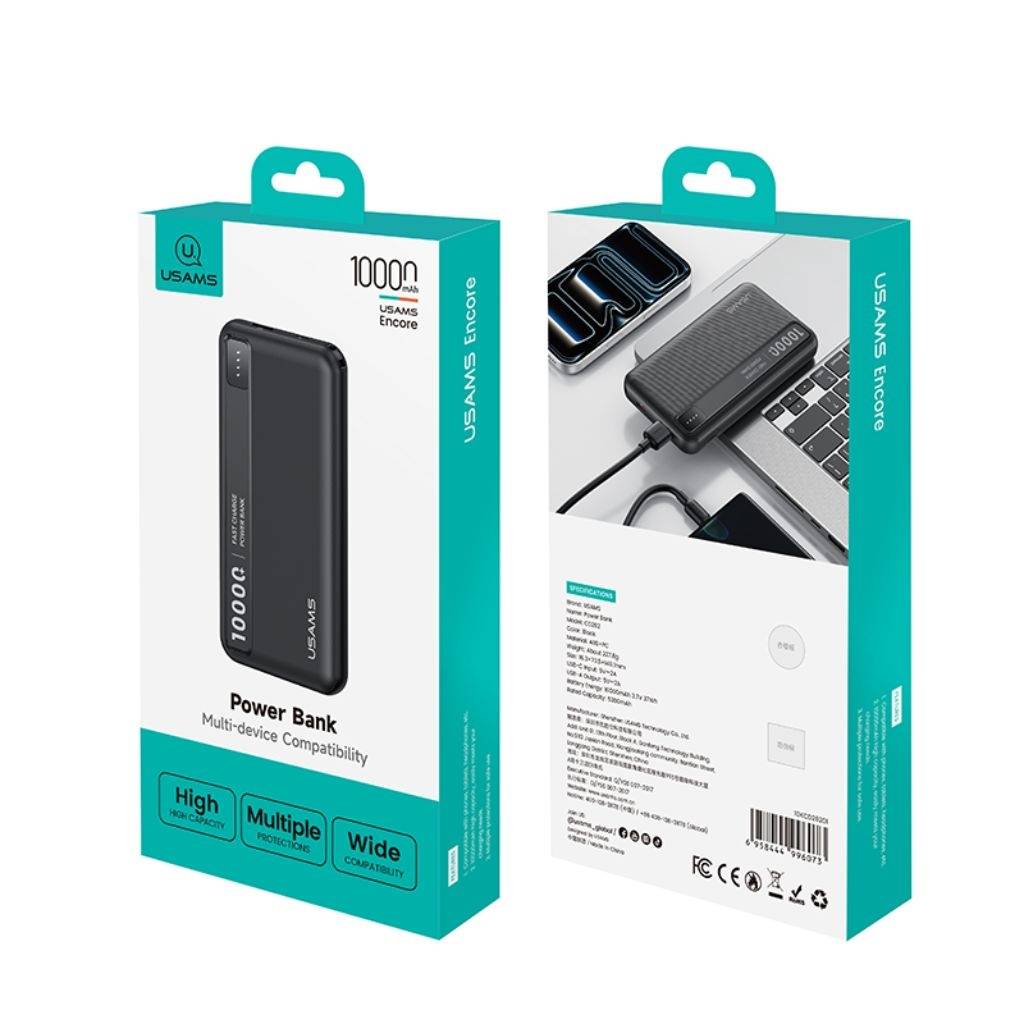 Power Bank USAMS 10.000mAh - Carga Rápida con Doble Puerto