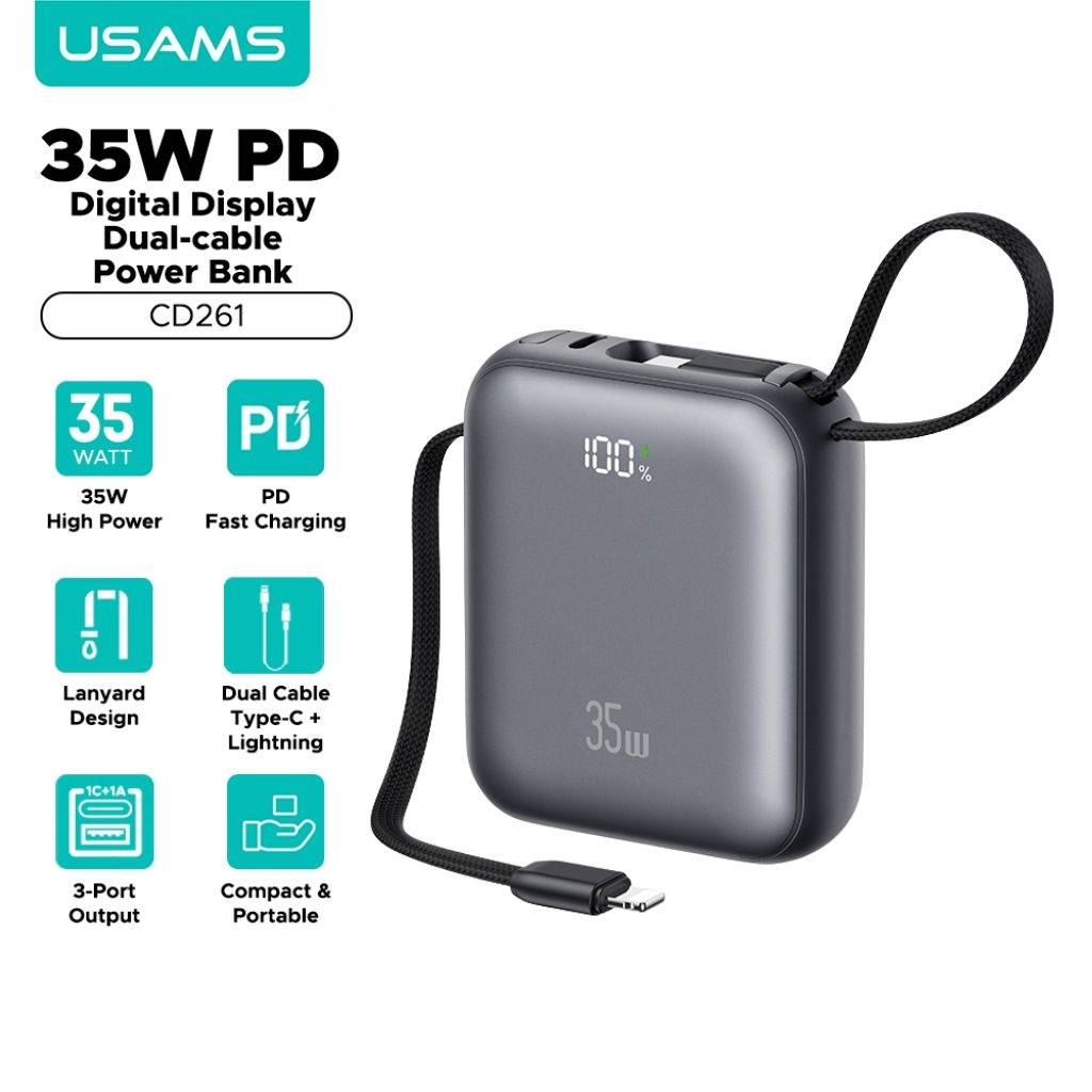 Power Bank USAMS PB86 - Con Cables Integrados