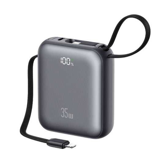 Power Bank 10.000mAh 35W c/Cable Tipo C y Lightning Display Digital Gris CD261 - PB86 USAMS