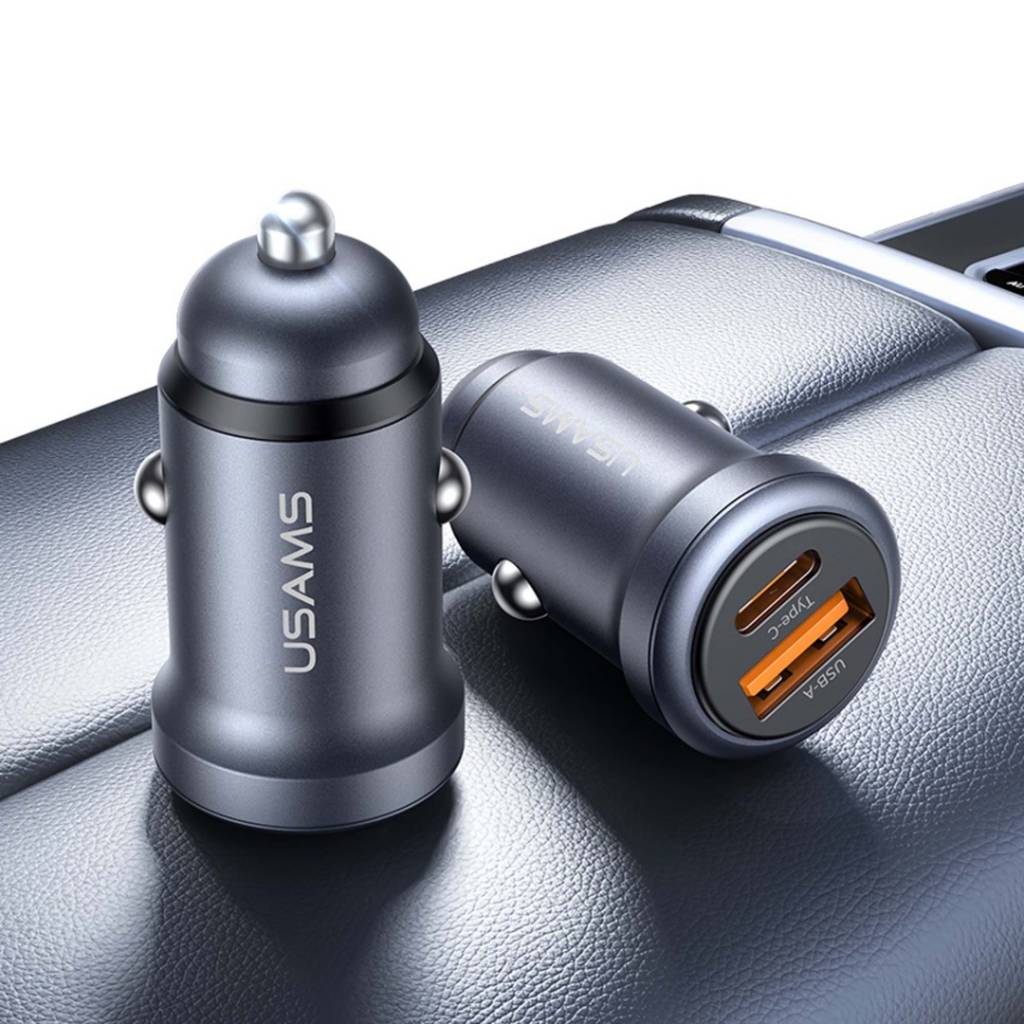 Cargador de Auto USAMS 30W - Carga Rápida Doble Puerto