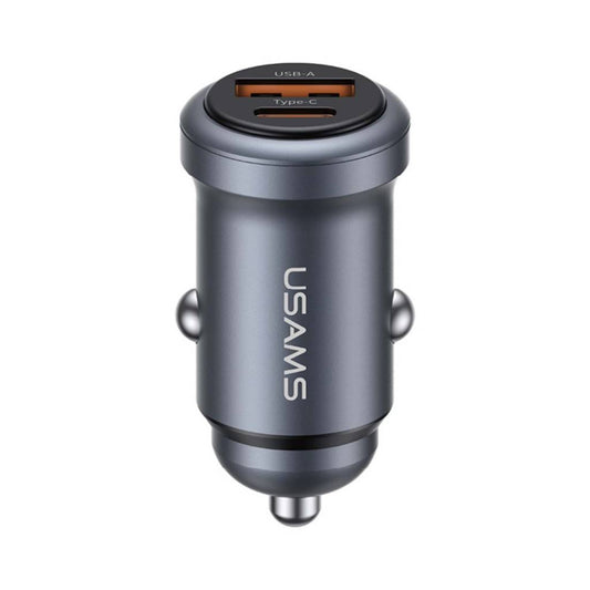 Cargador Auto USB A/USB C 30W Aluminio CC322 USAMS
