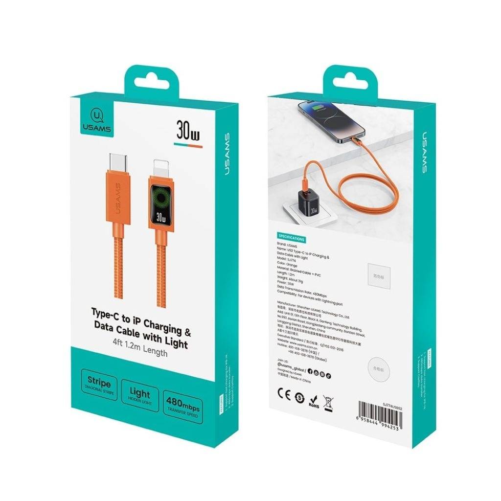 Cable USB-C a Lightning USAMS SJ774 - Carga Rápida 30W