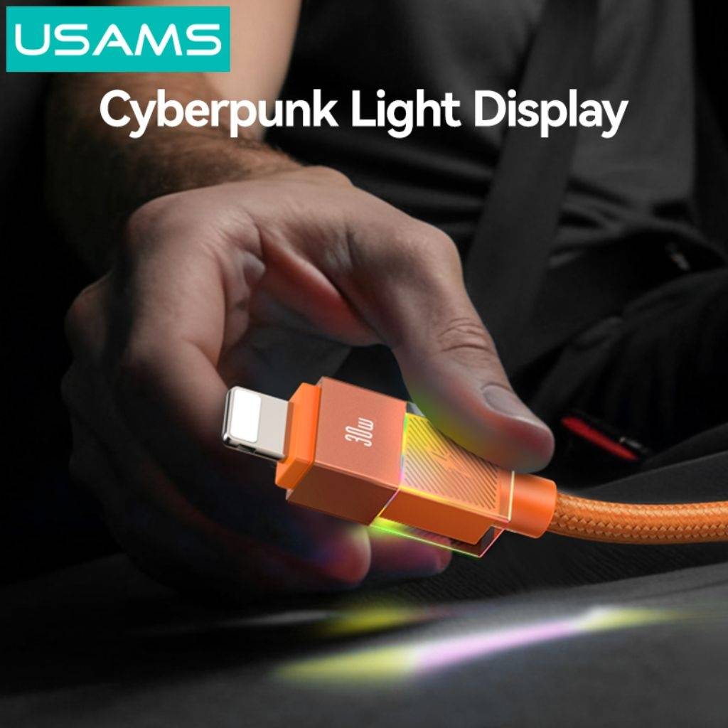 Cable USB-C a Lightning USAMS SJ776 - Con Luces LED Multicolor
