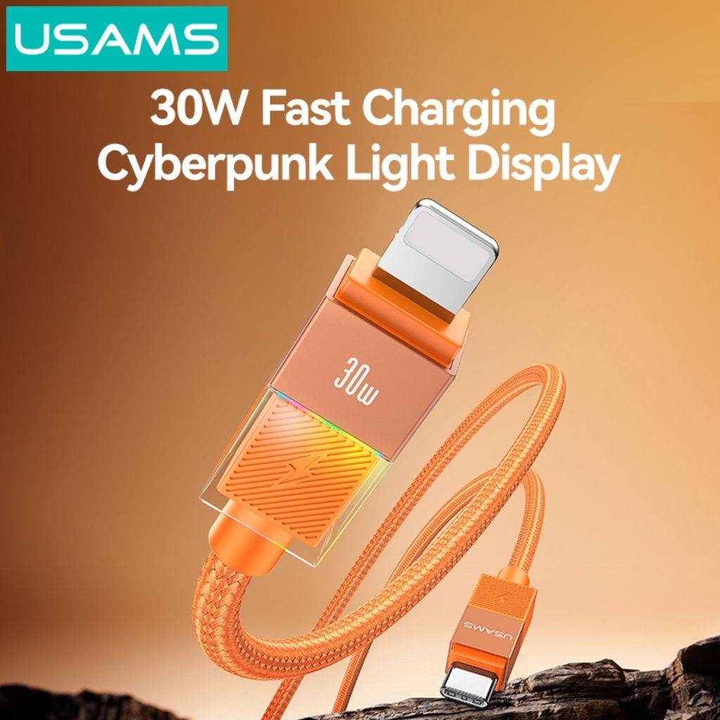 Cable de Datos USB C a Lightning SJ776 30W 1.2m Luces de Colores U93 USAMS