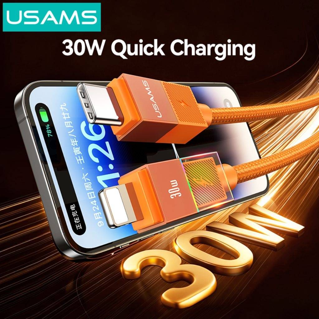 Cable USB-C a Lightning USAMS SJ776 - Con Luces LED Multicolor