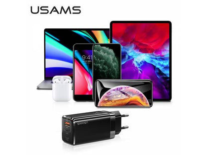Cargador Pared 65W GaN PD Carga Rápida Blanco USAMS CC110 T33