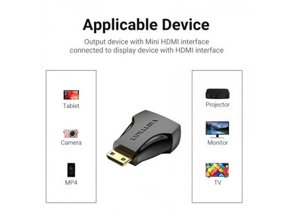 Adaptador Mini HDMI Macho a HDMI Hembra Negro Vention AISB0