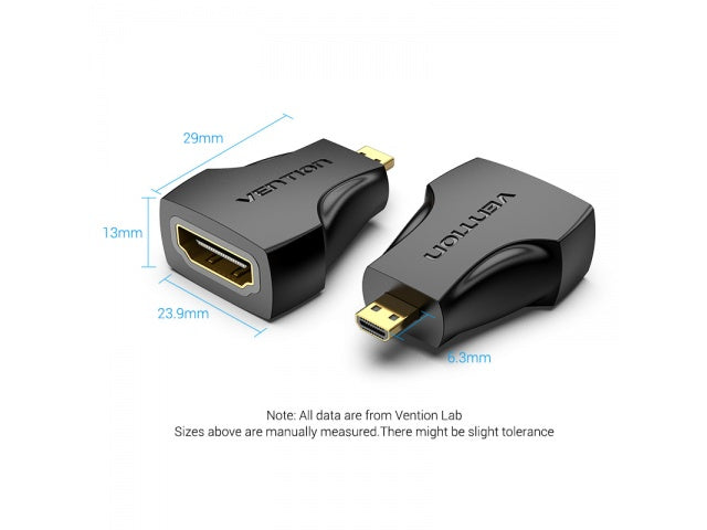 Adaptador Micro HDMI Macho a HDMI Hembra Negro Vention AITB0