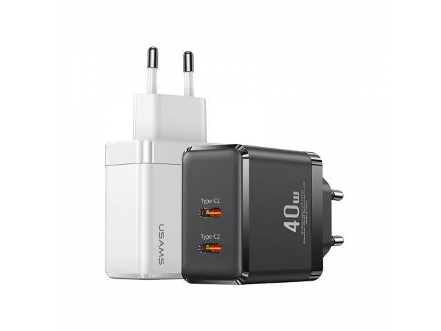 Cargador USAMS T54 - Doble Carga Rápida 40W