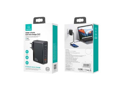 Cargador de Pared Rápido T50 100W 4 puertos GaN Negro CC163 USAMS