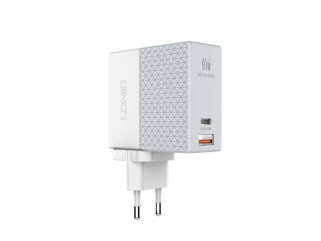 Cargador de Pared LDNIO A2620C - Doble Puerto Carga Rápida 65W
