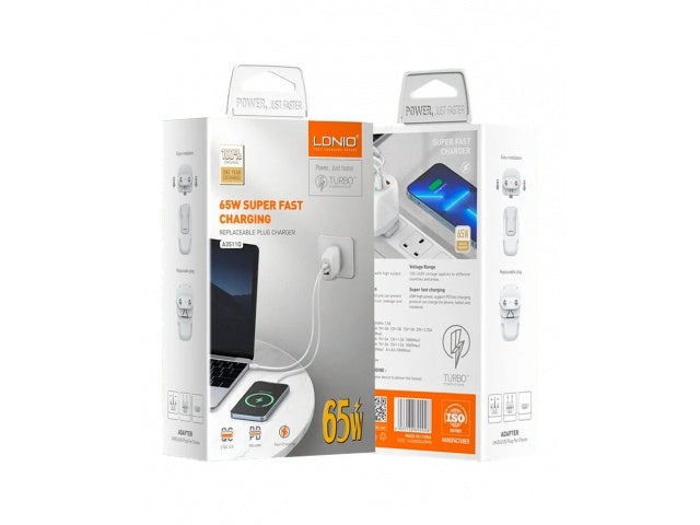 Cargador de Pared LDNIO A3511Q - 65W GaN Carga Ultra Rápida